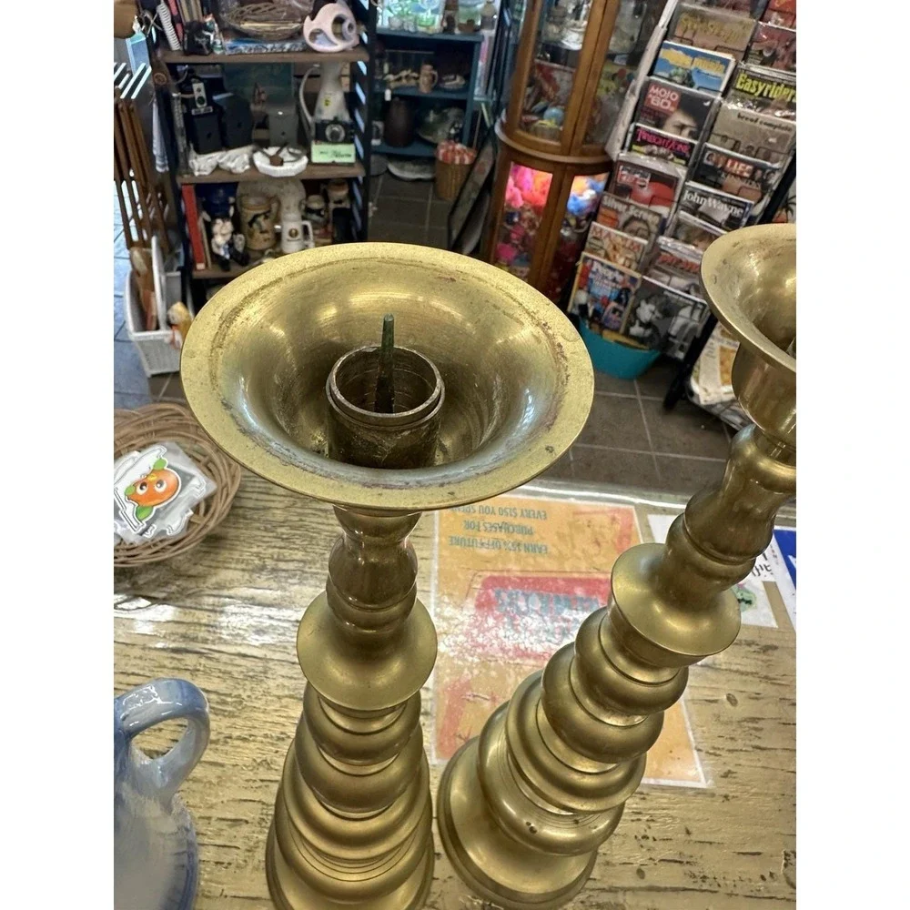 Pair of Homco Japan Brass Candlestick Holder 18